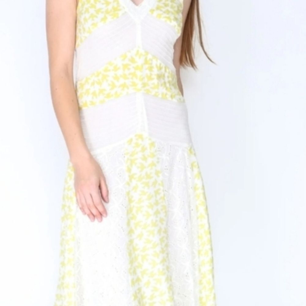 Anthropologie Yellow and White Midi Dress